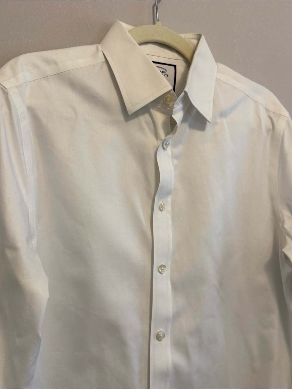 Charles Tyrwhitt White Long-Sleeve Dress Shirt non iron slim fit men - Picture 2 of 16